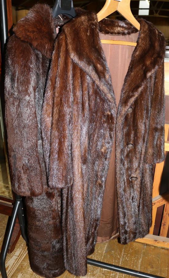 Brown mink coat & brown coney coat(-)